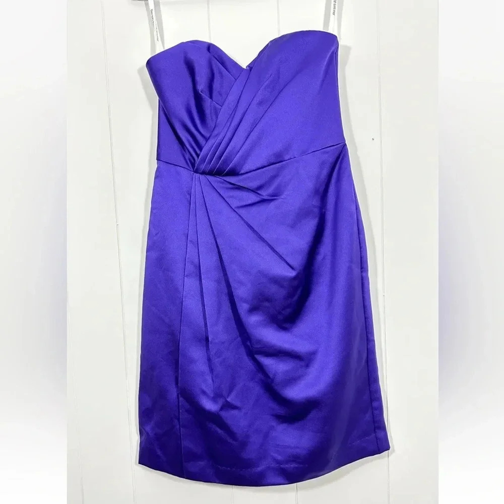 DAVIDS BRIDAL Satin Strapless mini Sheath Dress Size 2